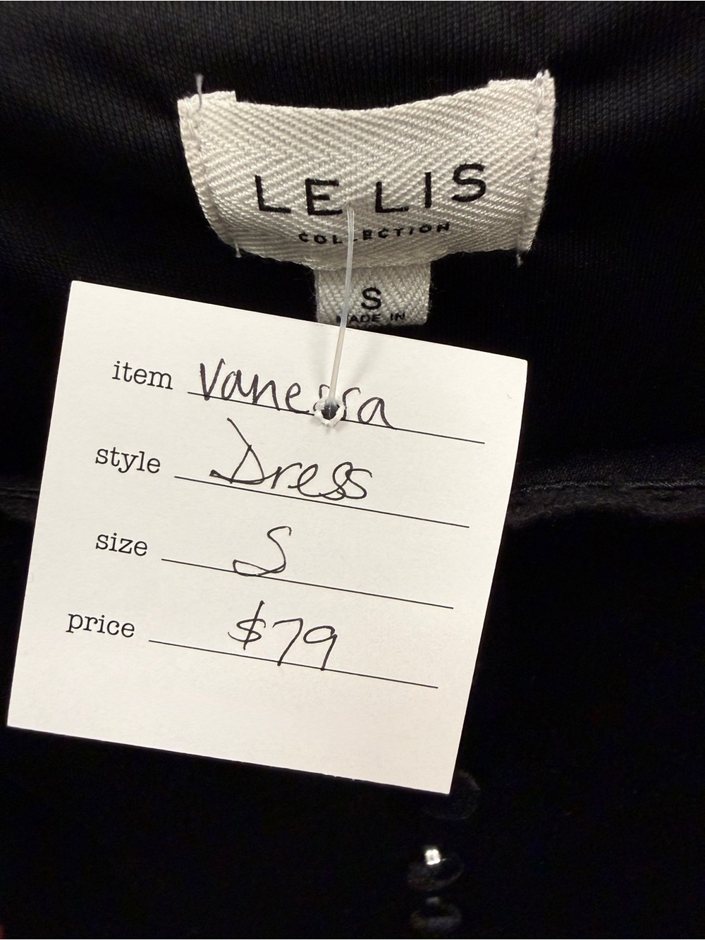 Le Lis Black Velvet Button-Front Midi Dress - FLAW - Picture 2 of 7